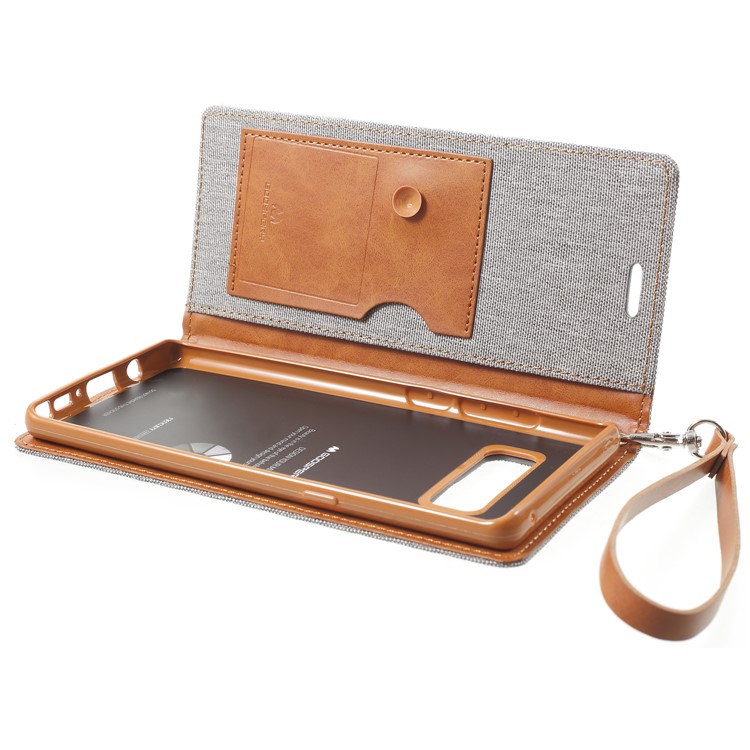 MERCURY GOOSPERY Canvas Flip Card Slot Leather Case with Strap for Samsung Galaxy Note 8 SM-N950 - Grey-6