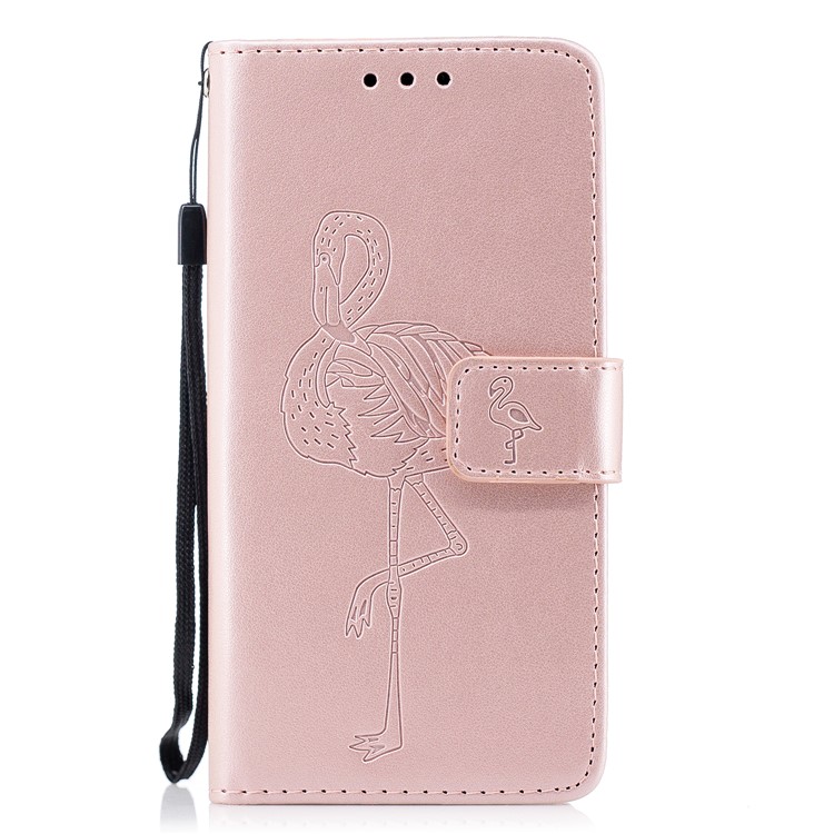 Imprinted Flamingo Pattern Leather Magnetic Case with Strap for Samsung Galaxy A5 (2017) SM-A520 - Rose Gold-2