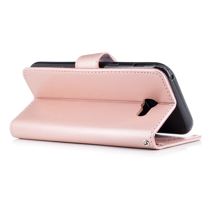 Imprinted Flamingo Pattern Leather Magnetic Case with Strap for Samsung Galaxy A5 (2017) SM-A520 - Rose Gold-4