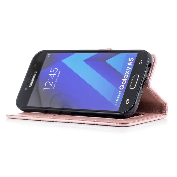 Imprinted Flamingo Pattern Leather Magnetic Case with Strap for Samsung Galaxy A5 (2017) SM-A520 - Rose Gold-5