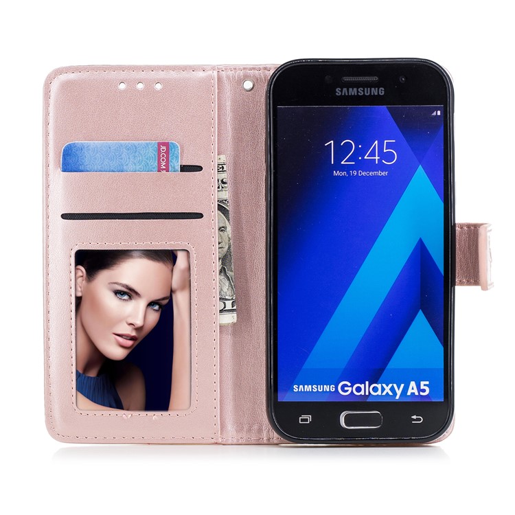 Imprinted Flamingo Pattern Leather Magnetic Case with Strap for Samsung Galaxy A5 (2017) SM-A520 - Rose Gold-8