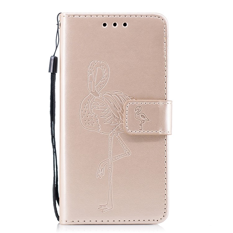 

Imprinted Flamingo Pattern Leather Magnetic Casing with Strap for Samsung Galaxy A5 (2017) SM-A520 - Gold