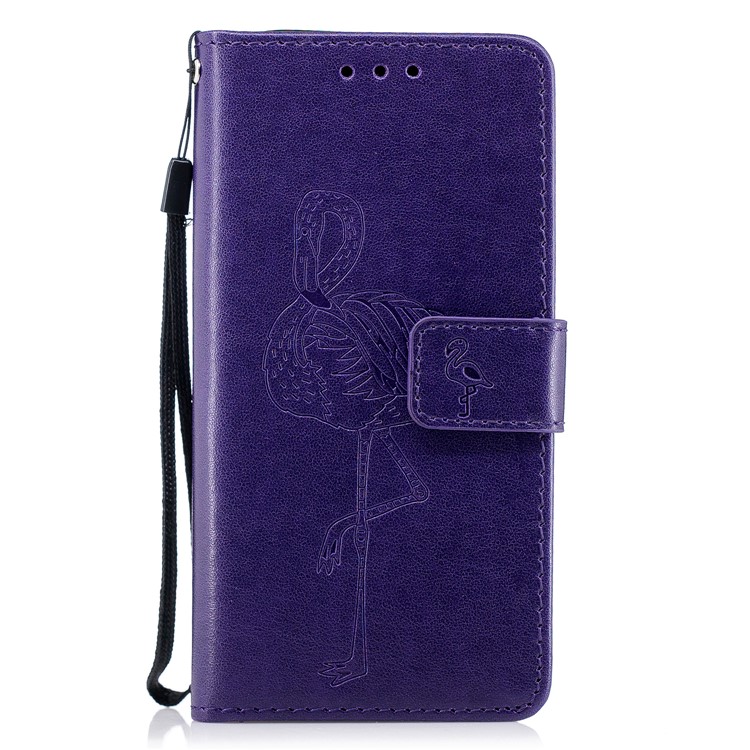 

Imprinted Flamingo Pattern Leather Magnetic Mobile Phone Case with Strap for Samsung Galaxy A5 (2017) SM-A520 - Purple