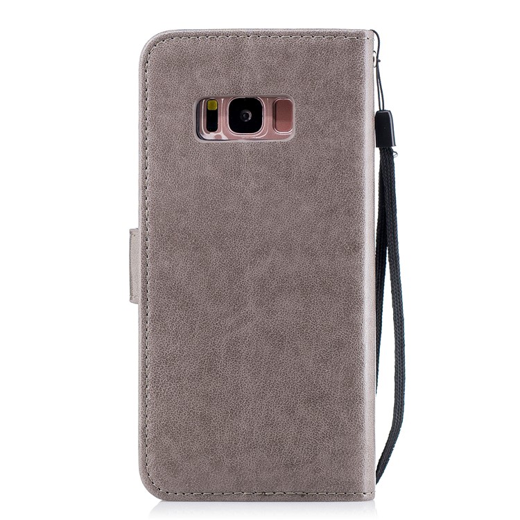 Imprinted Flamingo Wallet Stand Leather Case with Strap for Samsung Galaxy S8 G950 - Grey-3