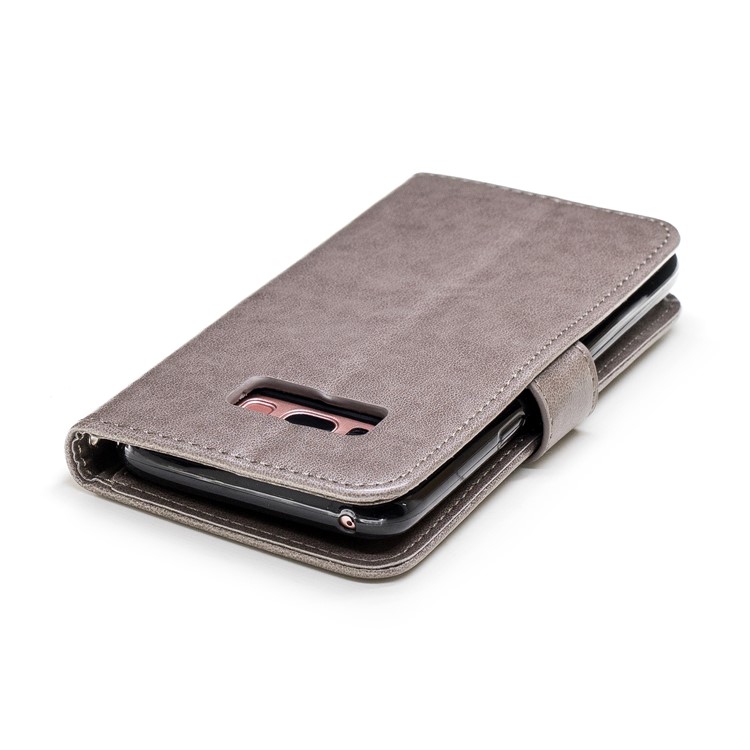 Imprinted Flamingo Wallet Stand Leather Case with Strap for Samsung Galaxy S8 G950 - Grey-7