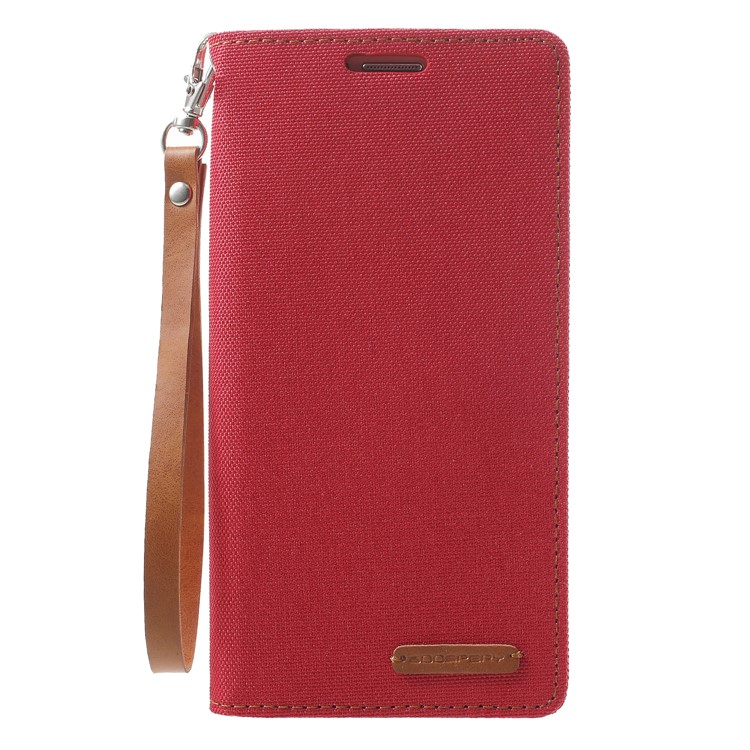 MERCURY GOOSPERY Canvas Wallet Leather Stand Case for Samsung Galaxy S7 edge SM-G935 - Red-3