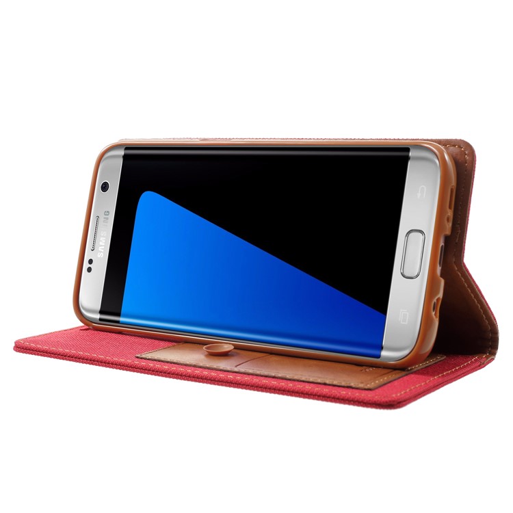 MERCURY GOOSPERY Canvas Wallet Leather Stand Case for Samsung Galaxy S7 edge SM-G935 - Red-4