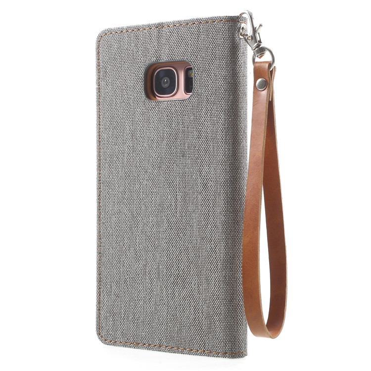 MERCURY GOOSPERY Canvas Wallet Leather Phone Shell for Samsung Galaxy S7 edge SM-G935 - Grey-2