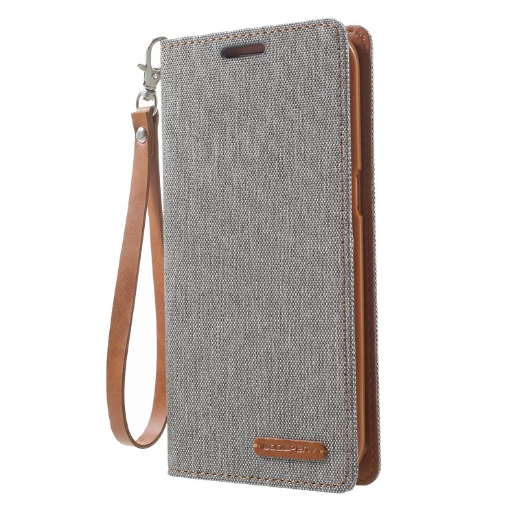 MERCURY GOOSPERY Canvas Wallet Leather Phone Shell for Samsung Galaxy S7 edge SM-G935 - Grey-3