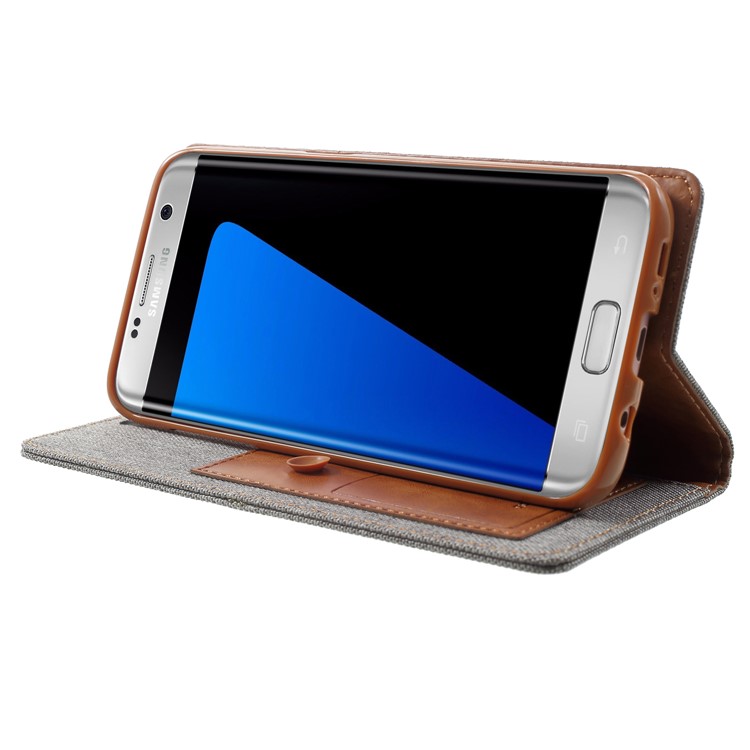 MERCURY GOOSPERY Canvas Wallet Leather Phone Shell for Samsung Galaxy S7 edge SM-G935 - Grey-4