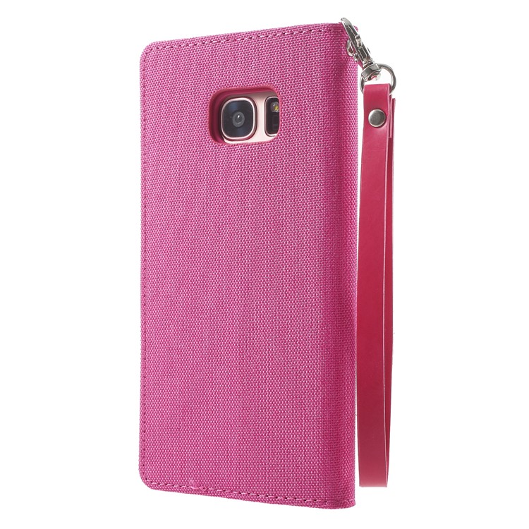 MERCURY GOOSPERY Canvas PU Leather Wallet Stand Mobile Case for Samsung Galaxy S7 edge SM-G935 - Rose-2
