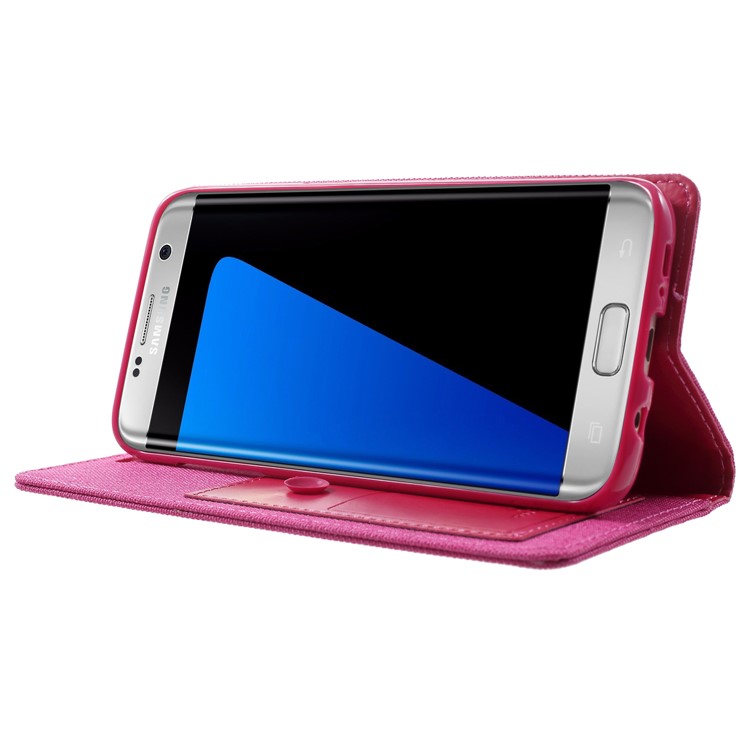 MERCURY GOOSPERY Canvas PU Leather Wallet Stand Mobile Case for Samsung Galaxy S7 edge SM-G935 - Rose-4