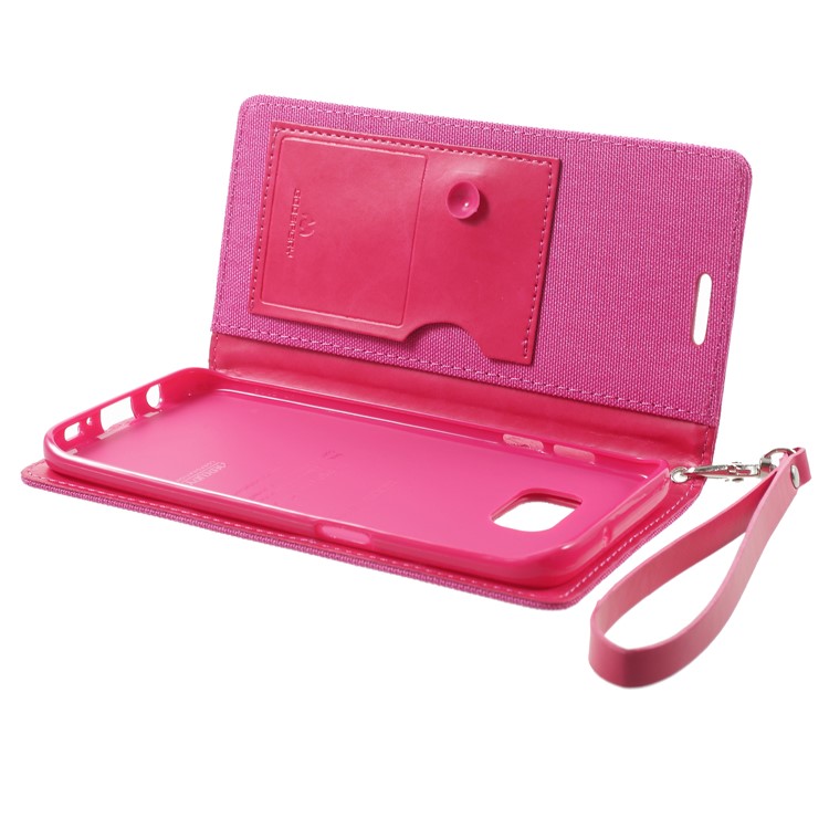 MERCURY GOOSPERY Canvas PU Leather Wallet Stand Mobile Case for Samsung Galaxy S7 edge SM-G935 - Rose-6
