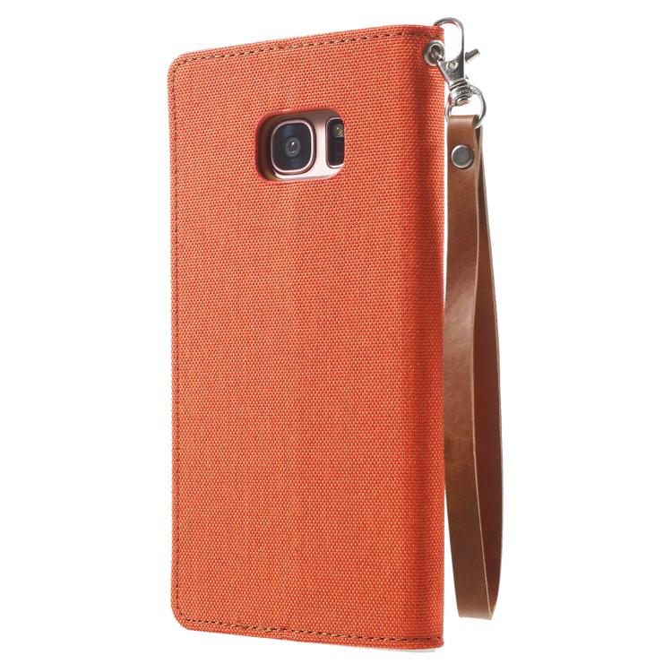 MERCURY GOOSPERY Canvas Wallet Leather Protection Cell Phone Case for Samsung Galaxy S7 edge SM-G935 - Orange-2