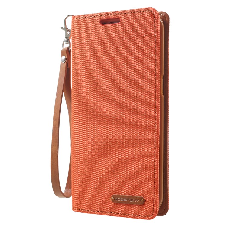 MERCURY GOOSPERY Canvas Wallet Leather Protection Cell Phone Case for Samsung Galaxy S7 edge SM-G935 - Orange-3