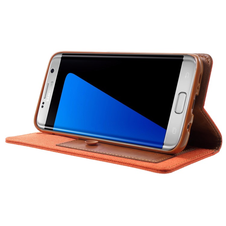 MERCURY GOOSPERY Canvas Wallet Leather Protection Cell Phone Case for Samsung Galaxy S7 edge SM-G935 - Orange-4