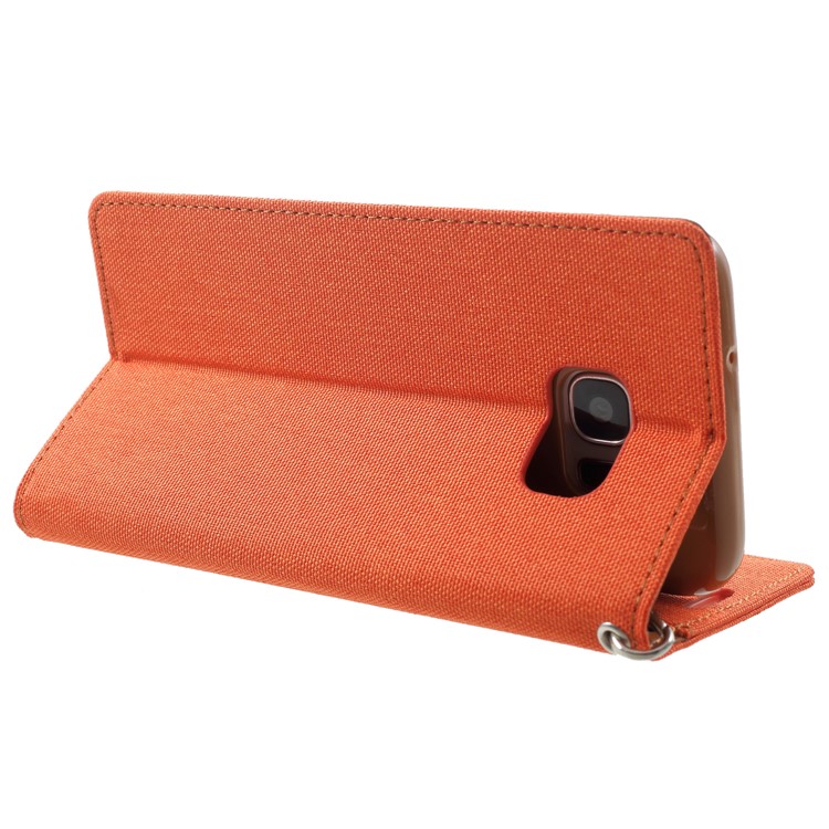 MERCURY GOOSPERY Canvas Wallet Leather Protection Cell Phone Case for Samsung Galaxy S7 edge SM-G935 - Orange-5