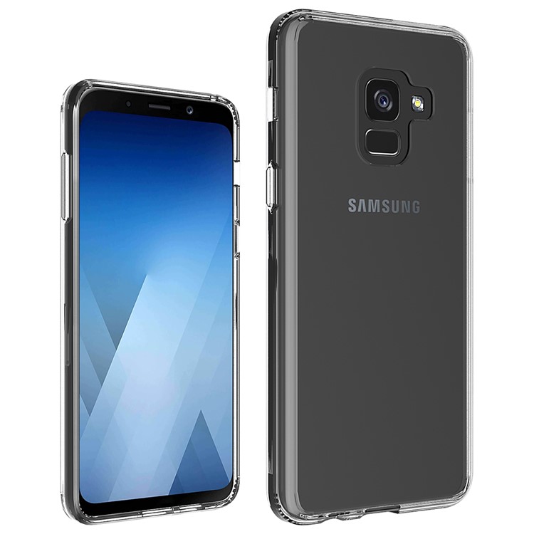 For Samsung Galaxy A8+ (2018) Clear Acrylic + Soft TPU Shockproof Case Cover - Transparent-2