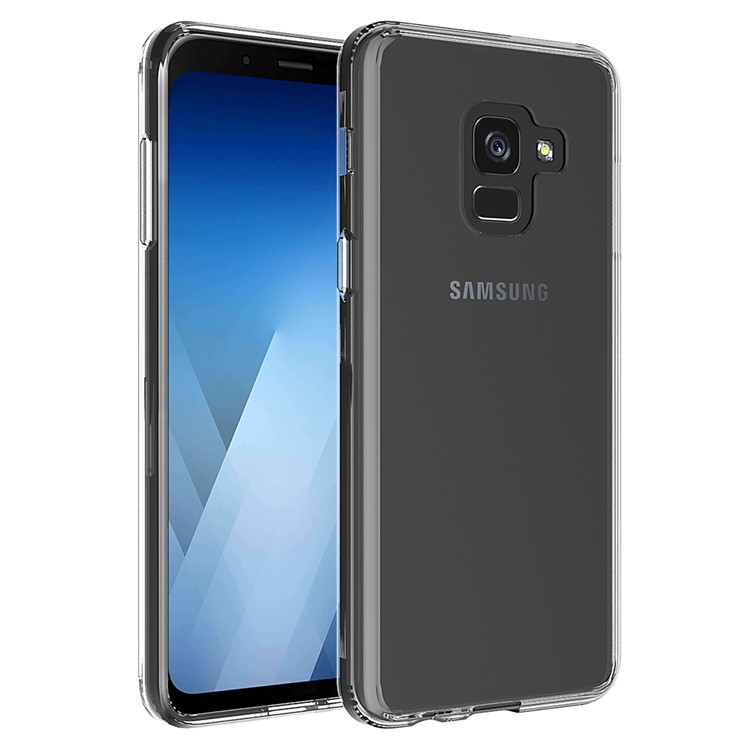 For Samsung Galaxy A8+ (2018) Clear Acrylic + Soft TPU Shockproof Case Cover - Transparent-3