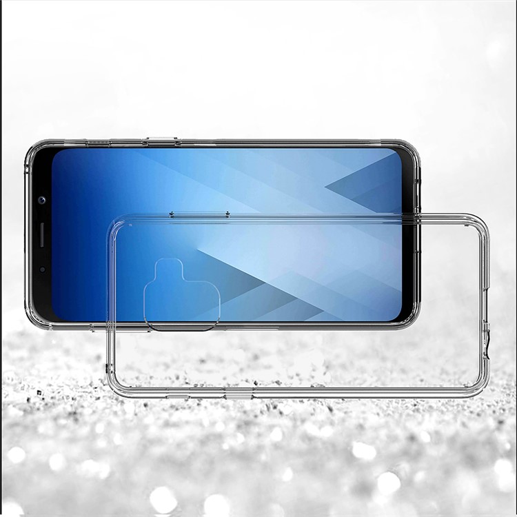 For Samsung Galaxy A8+ (2018) Clear Acrylic + Soft TPU Shockproof Case Cover - Transparent-4