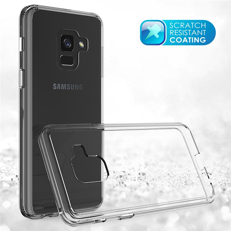 For Samsung Galaxy A8+ (2018) Clear Acrylic + Soft TPU Shockproof Case Cover - Transparent-5