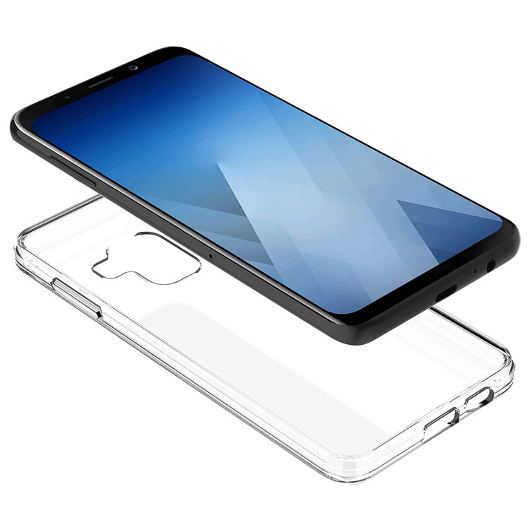 For Samsung Galaxy A8+ (2018) Clear Acrylic + Soft TPU Shockproof Case Cover - Transparent-7