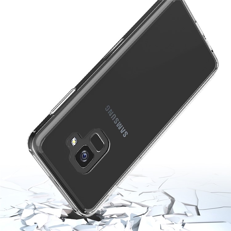 For Samsung Galaxy A8+ (2018) Clear Acrylic + Soft TPU Shockproof Case Cover - Transparent-8