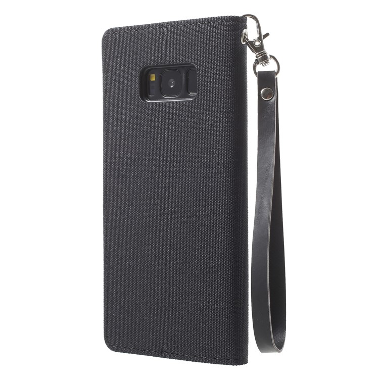 MERCURY GOOSPERY Canvas Flip Card Holder Leather Case for Samsung Galaxy S8 G950 - Black-2