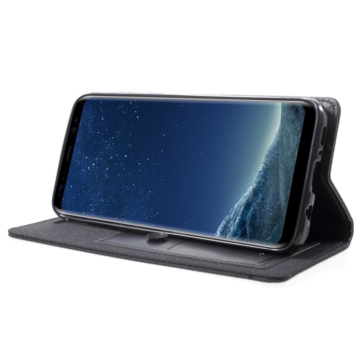 MERCURY GOOSPERY Canvas Flip Card Holder Leather Case for Samsung Galaxy S8 G950 - Black-4