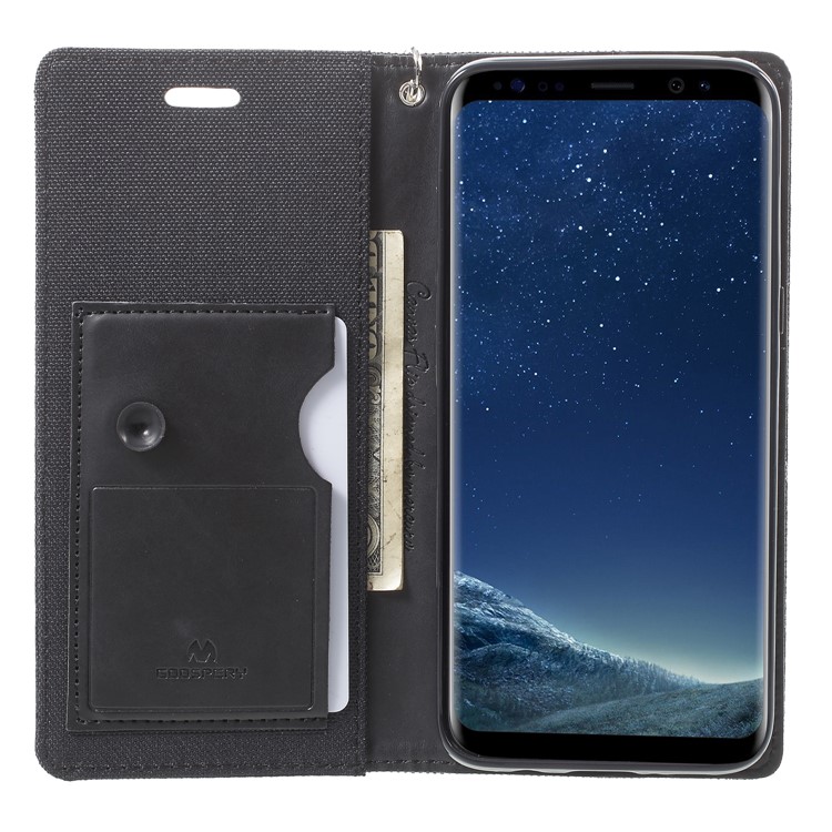 MERCURY GOOSPERY Canvas Flip Card Holder Leather Case for Samsung Galaxy S8 G950 - Black-6