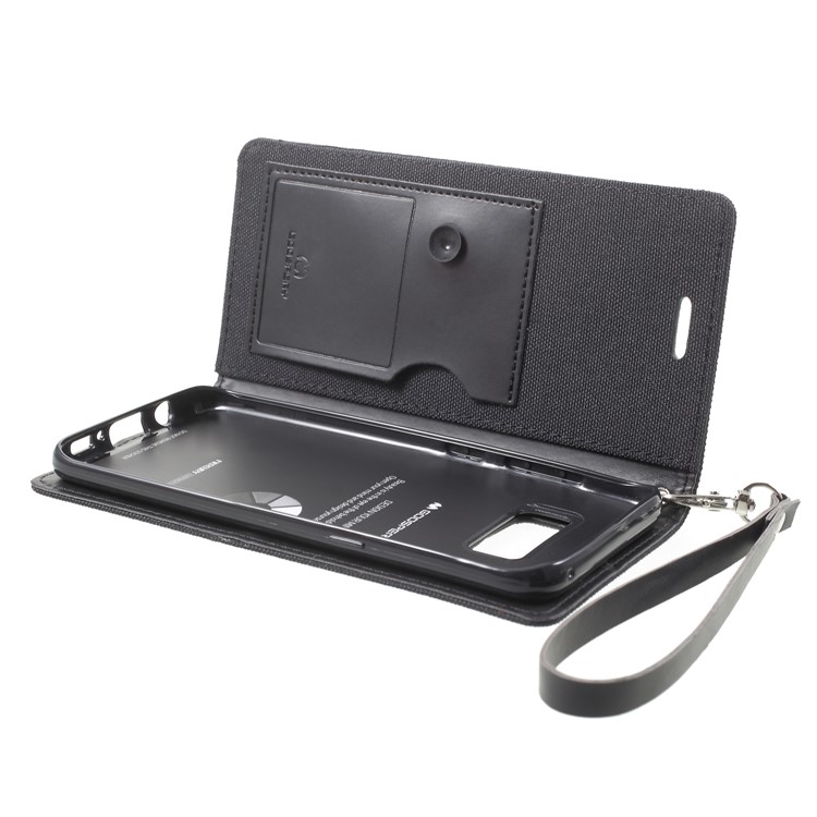 MERCURY GOOSPERY Canvas Flip Card Holder Leather Case for Samsung Galaxy S8 G950 - Black-7