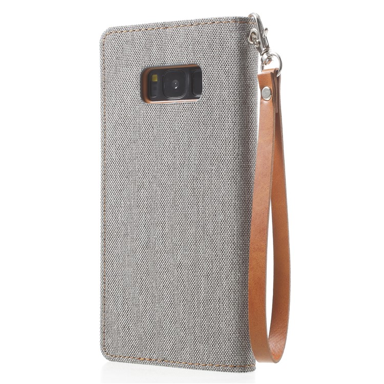 MERCURY GOOSPERY Canvas Flip Card Holder Leather Cover for Samsung Galaxy S8 G950 - Grey-2