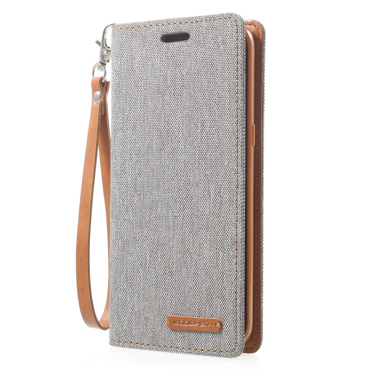 MERCURY GOOSPERY Canvas Flip Card Holder Leather Cover for Samsung Galaxy S8 G950 - Grey-3