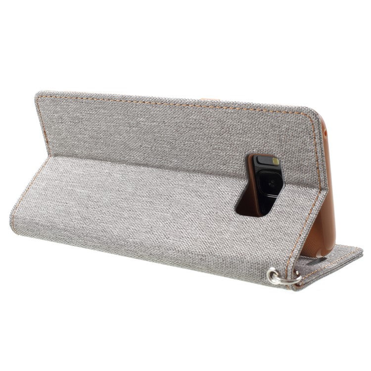 MERCURY GOOSPERY Canvas Flip Card Holder Leather Cover for Samsung Galaxy S8 G950 - Grey-5