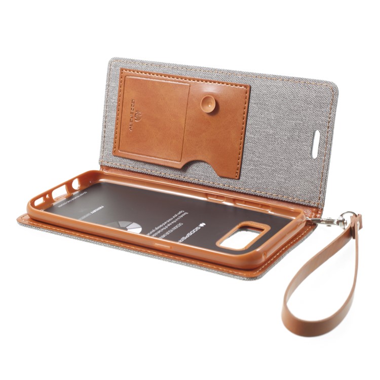 MERCURY GOOSPERY Canvas Flip Card Holder Leather Cover for Samsung Galaxy S8 G950 - Grey-6