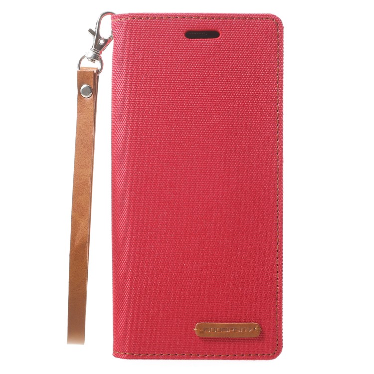 

MERCURY GOOSPERY Canvas Flip Card Holder Leather Shell for Samsung Galaxy S8 G950 - Red