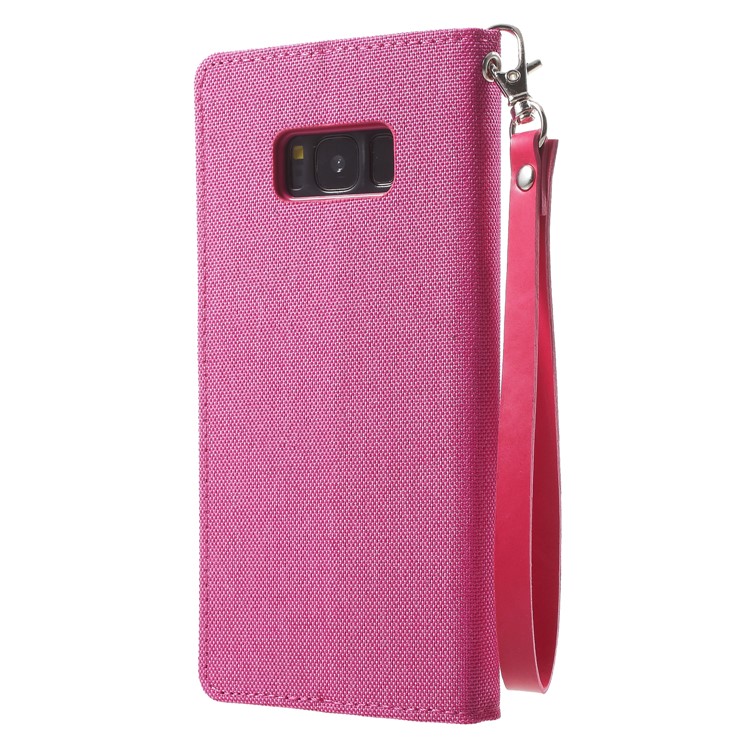 MERCURY GOOSPERY Canvas Flip Card Holder Leather Mobile Cover for Samsung Galaxy S8 G950 - Rose-2