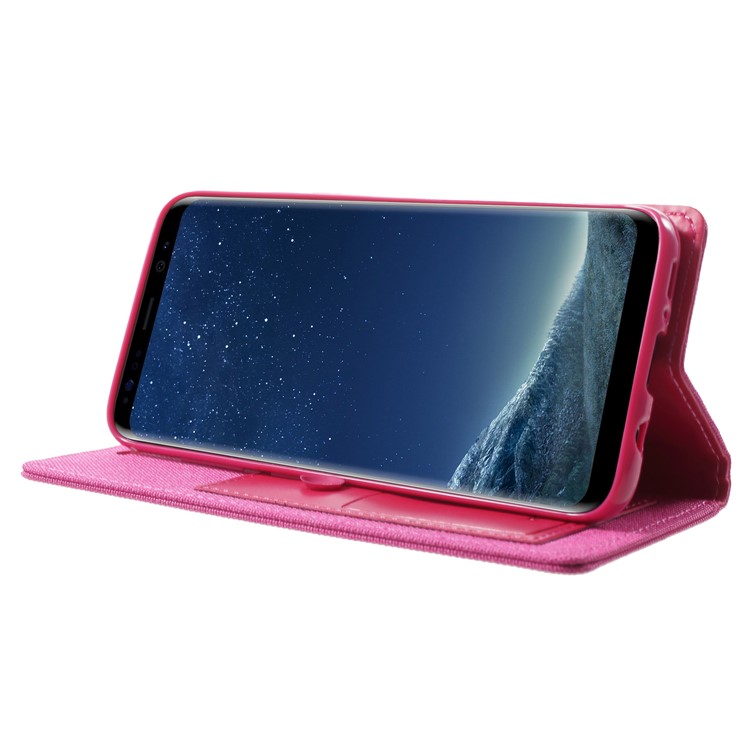 MERCURY GOOSPERY Canvas Flip Card Holder Leather Mobile Cover for Samsung Galaxy S8 G950 - Rose-4