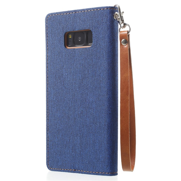 MERCURY GOOSPERY Canvas Flip Card Holder Leather Shell Case for Samsung Galaxy S8 G950 - Blue-2