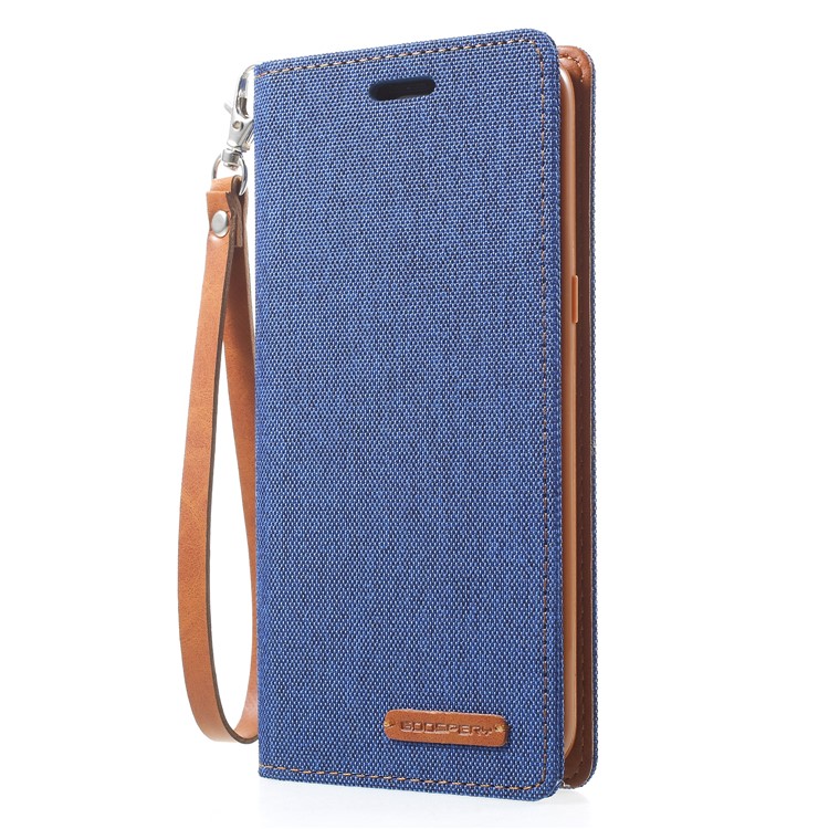 MERCURY GOOSPERY Canvas Flip Card Holder Leather Shell Case for Samsung Galaxy S8 G950 - Blue-3