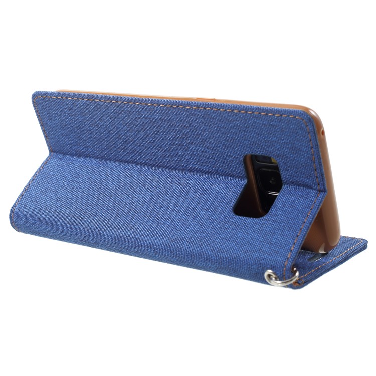 MERCURY GOOSPERY Canvas Flip Card Holder Leather Shell Case for Samsung Galaxy S8 G950 - Blue-5