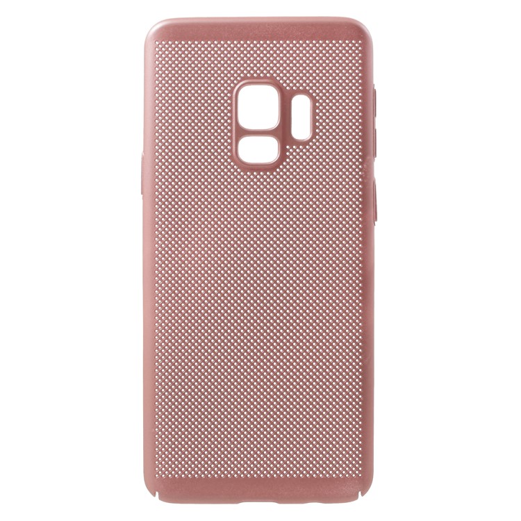 For Samsung Galaxy S9 Hollow Mesh Heat Dissipation PC Hard Casing - Rose Gold-1