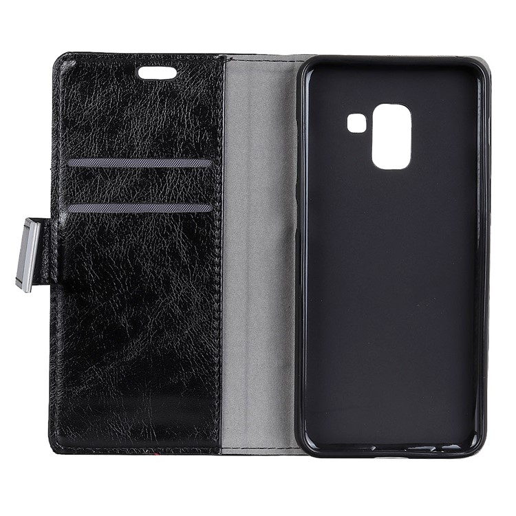 Textured Leather Wallet Case for Samsung Galaxy A8 (2018) - Black-2