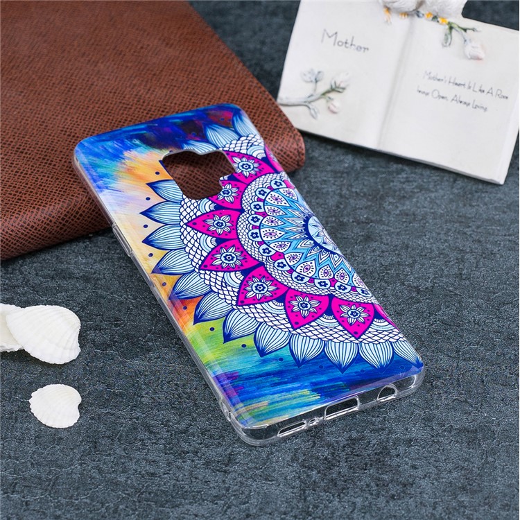 For Samsung Galaxy S9 Luminous Patterned IMD Soft TPU Case Cover - Colorized Mandala Flower-10