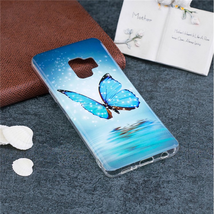 Para Samsung Galaxy S9 Noctilucent Padrony IMD TPU Gel Mobile Case - Borboleta Azul Brilhante-5