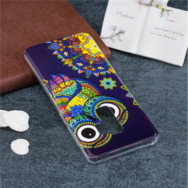 Patterned Noctilucent IMD Soft TPU Flexible Gel Cover for Samsung Galaxy S9+ G965 - Owl-6