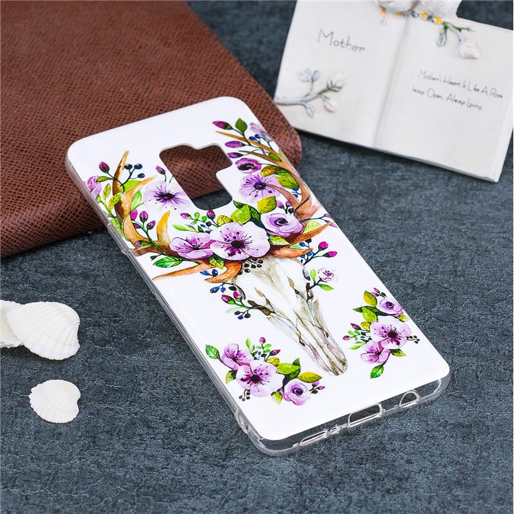 Modelado Noctilucente IMD Flexível Ultra-fino Tampa De Gel TPU Para Samsung Galaxy S9 + G965 - Alces Florescidos-5