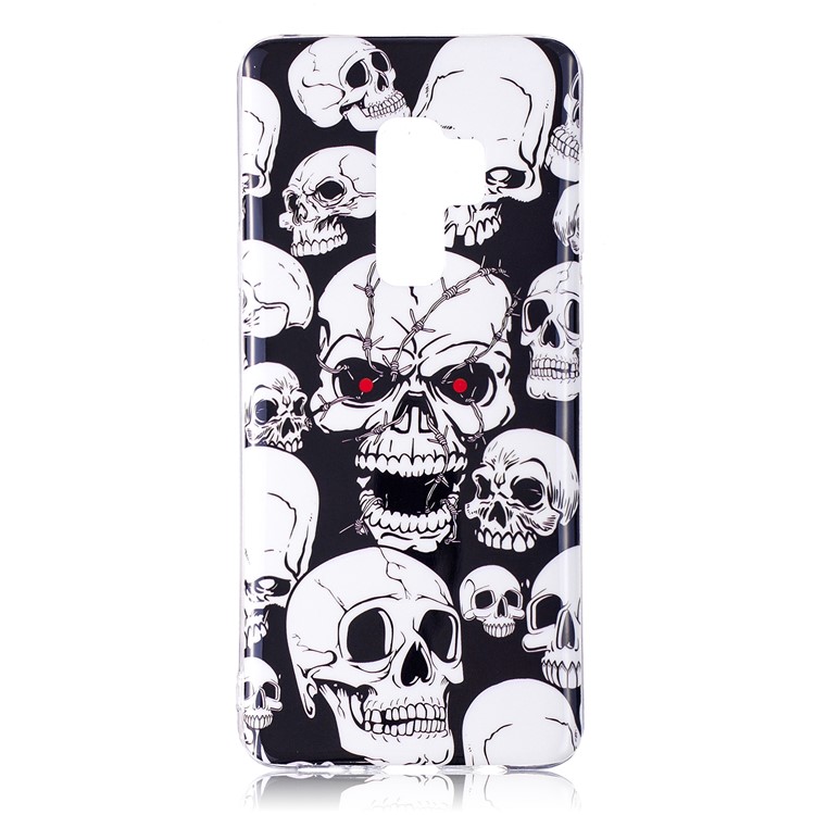 For Samsung Galaxy S9+ Noctilucent Patterned IMD TPU Soft Cover Shell - Skulls-1