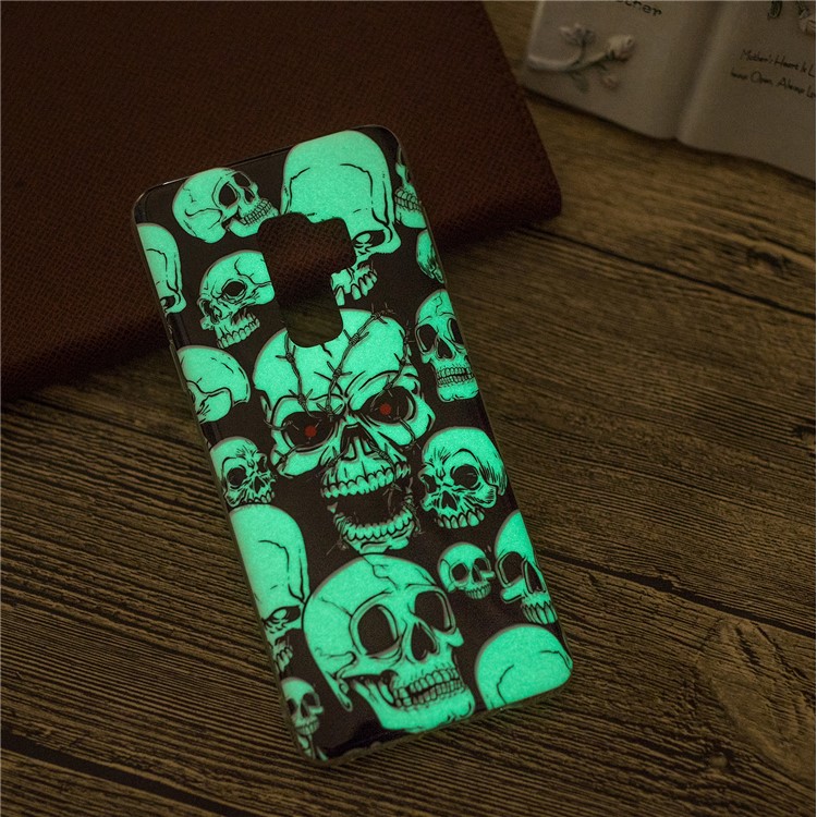 For Samsung Galaxy S9+ Noctilucent Patterned IMD TPU Soft Cover Shell - Skulls-4