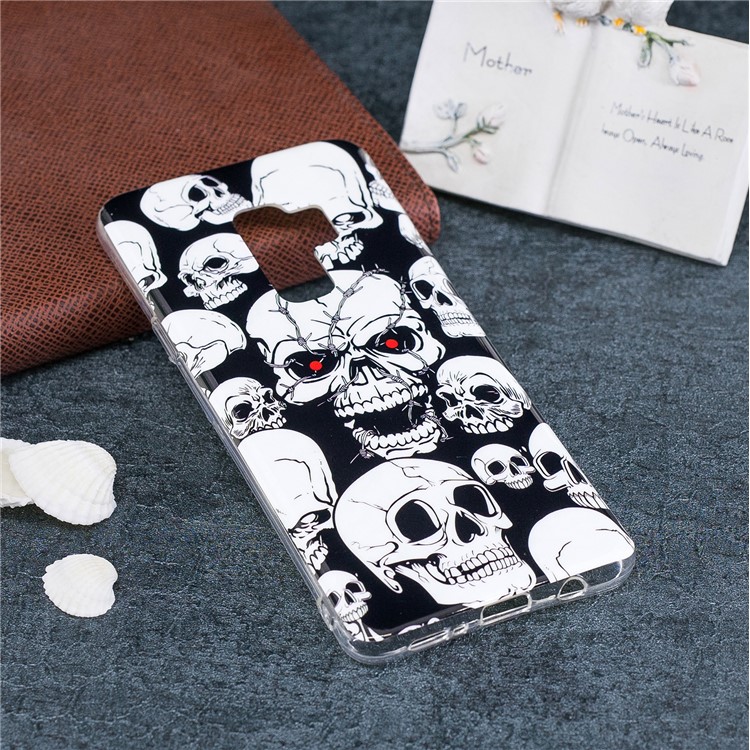 For Samsung Galaxy S9+ Noctilucent Patterned IMD TPU Soft Cover Shell - Skulls-5